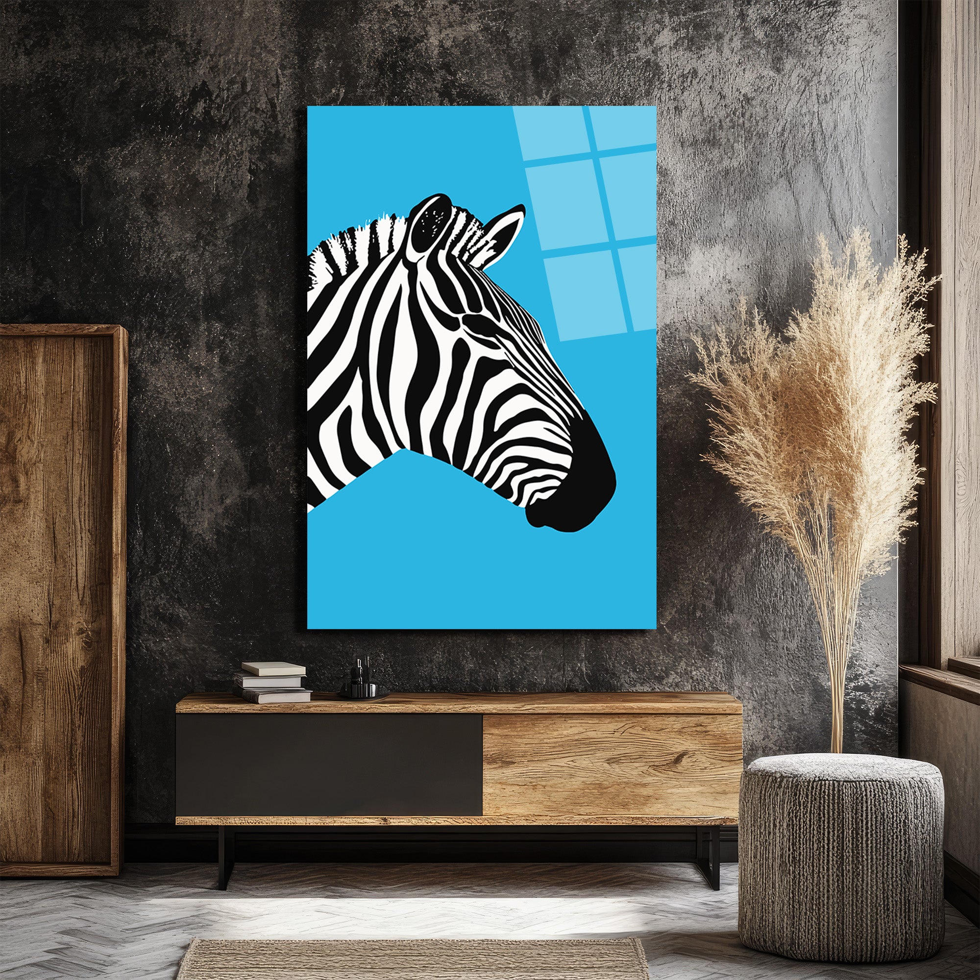 Vahşi Zarafet: Modern Zebra Profili Cam Tablo