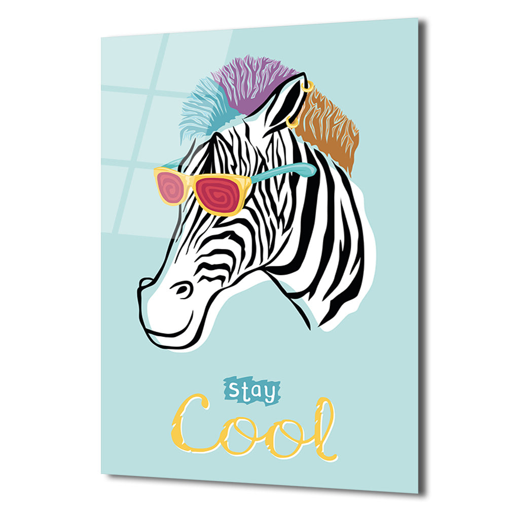 Havalı Zebra Gözlüklü Cam Tablo