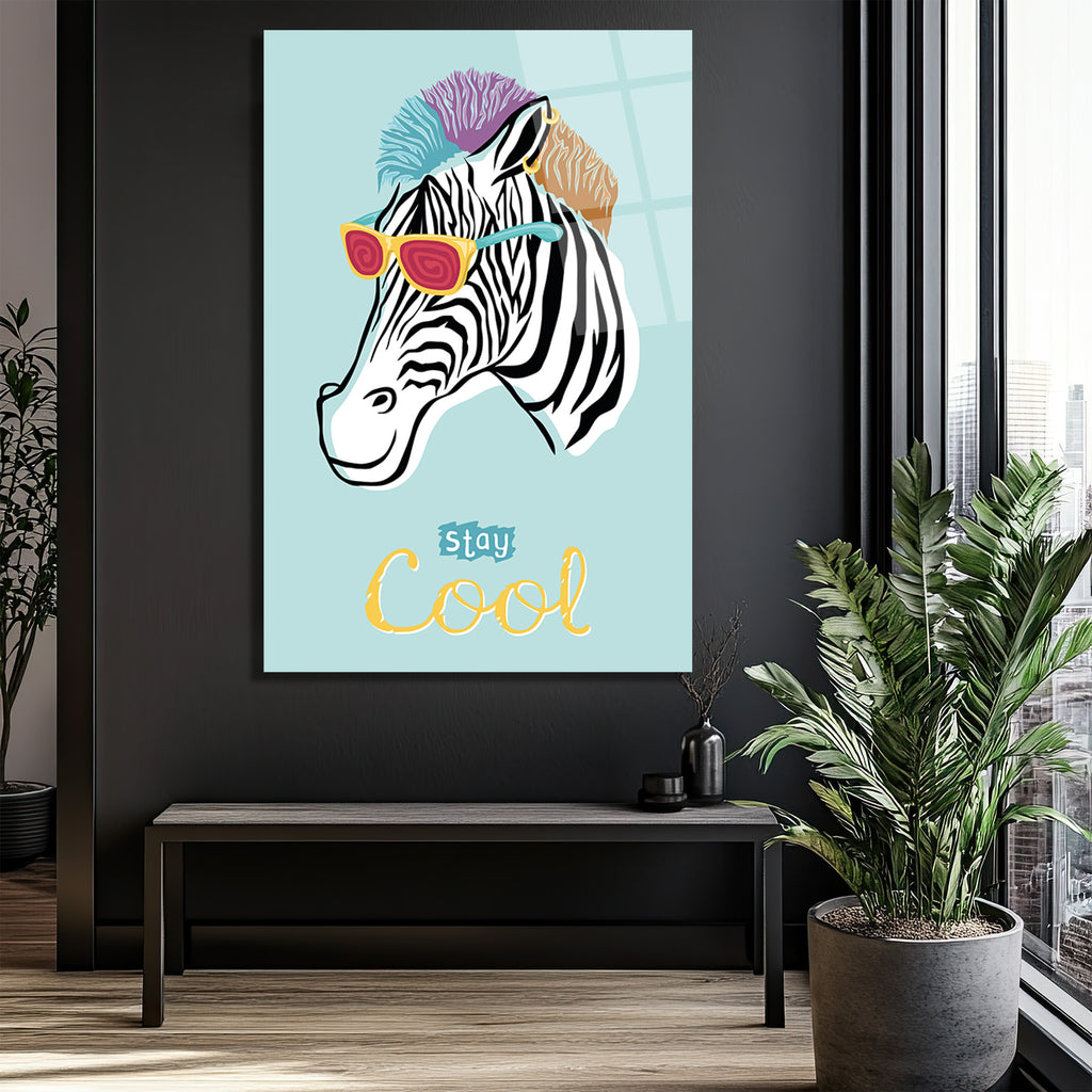Havalı Zebra Gözlüklü Cam Tablo