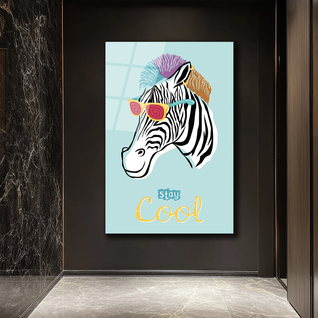 Havalı Zebra Gözlüklü Cam Tablo