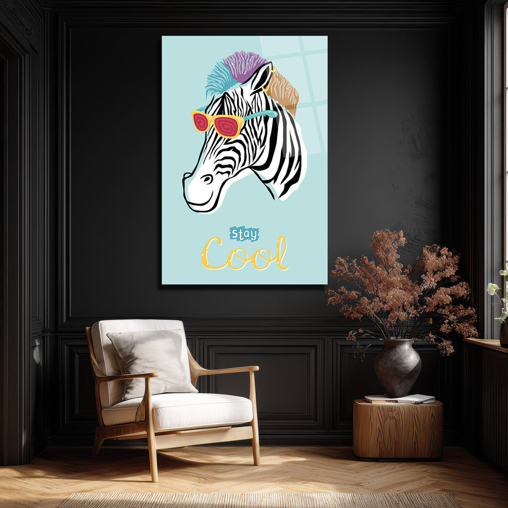 Havalı Zebra Gözlüklü Cam Tablo