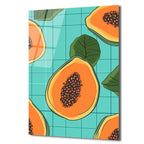 Tropikal Papaya Dilimleri Modern Cam Tablo