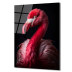 Canlı Pembe Flamingo Cam Tablo - Sanatsal Duvar Dekoru