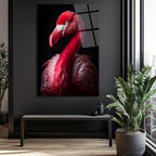 Canlı Pembe Flamingo Cam Tablo - Sanatsal Duvar Dekoru