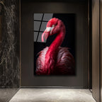 Canlı Pembe Flamingo Cam Tablo - Sanatsal Duvar Dekoru