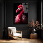 Canlı Pembe Flamingo Cam Tablo - Sanatsal Duvar Dekoru