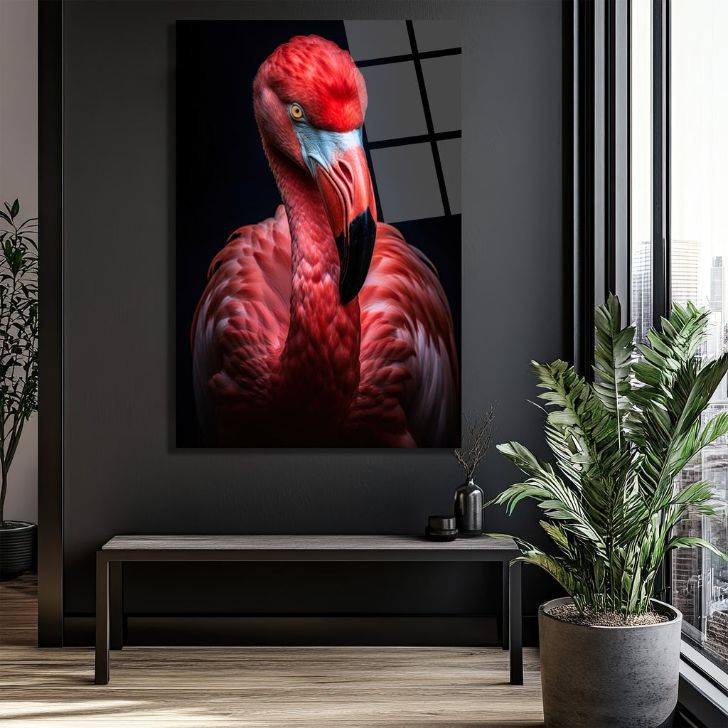 Büyüleyici Pembe Flamingo Cam Tablo - Glazella Özel Koleksiyon