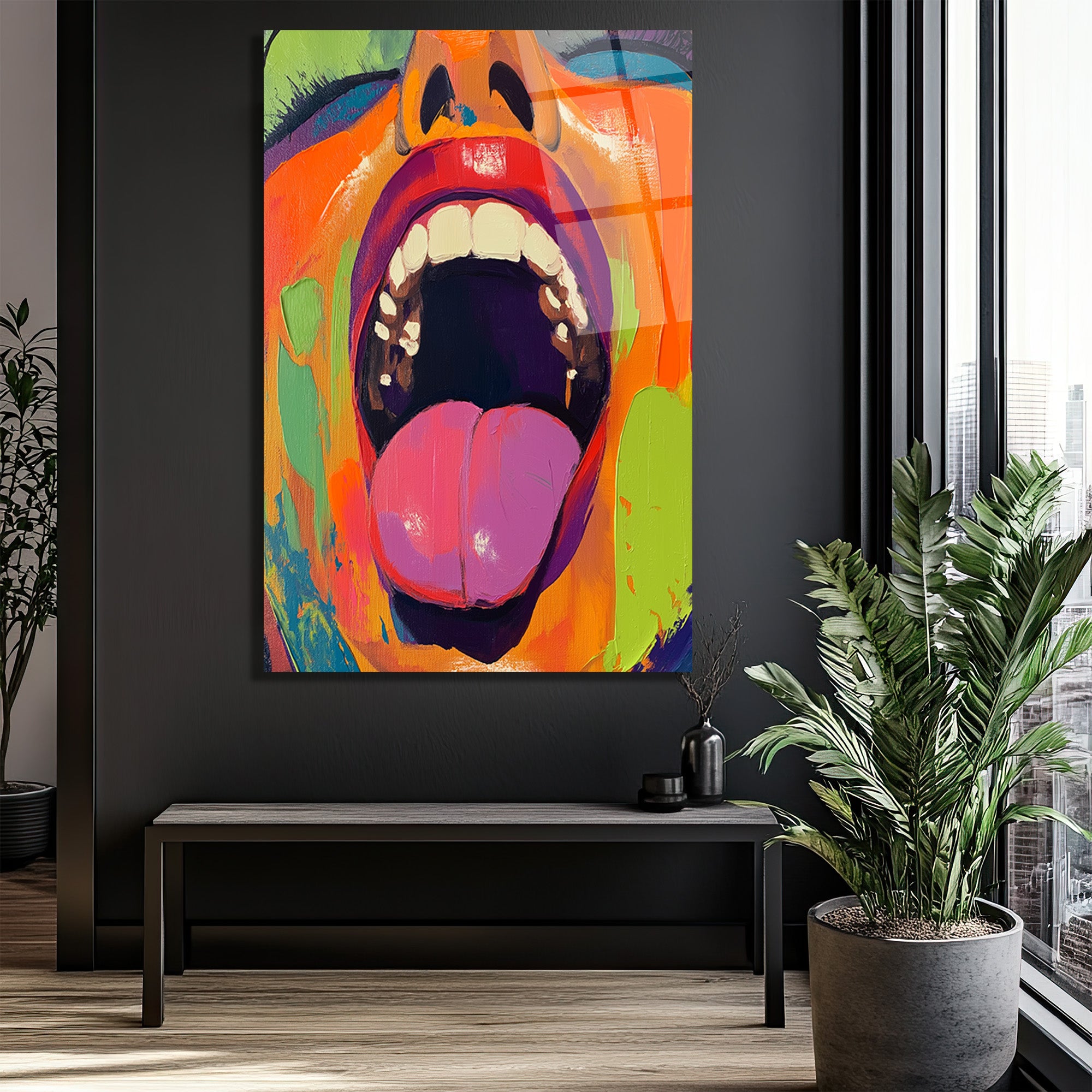 Enerjik İfade: Renkli Pop Art Cam Tablo