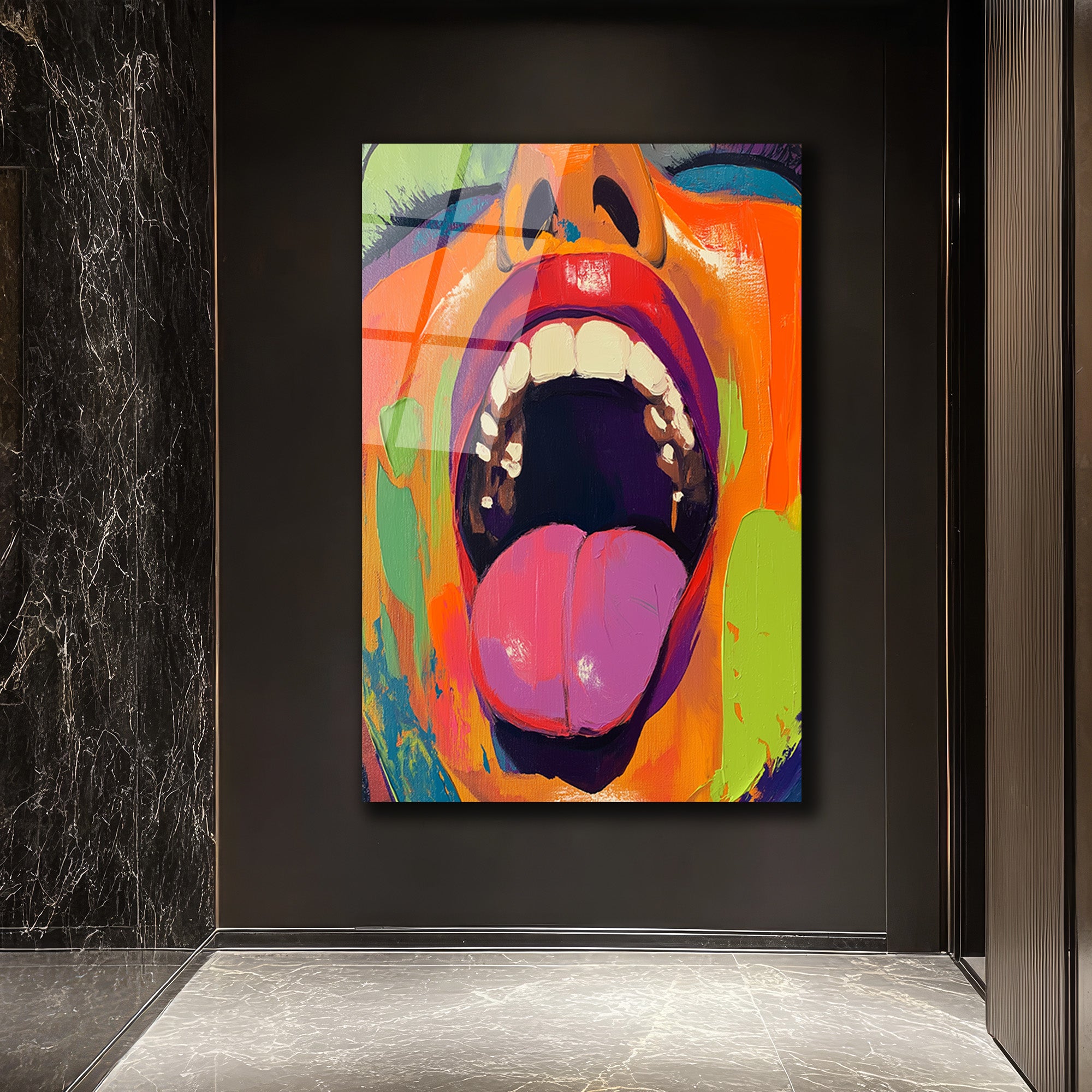Enerjik İfade: Renkli Pop Art Cam Tablo