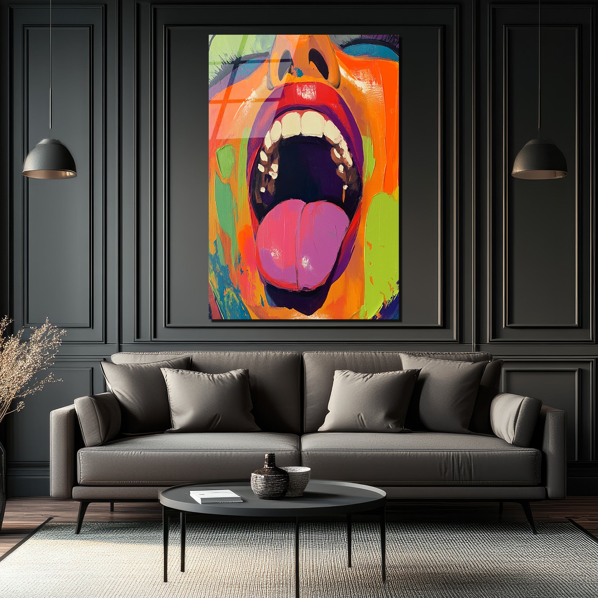 Enerjik İfade: Renkli Pop Art Cam Tablo