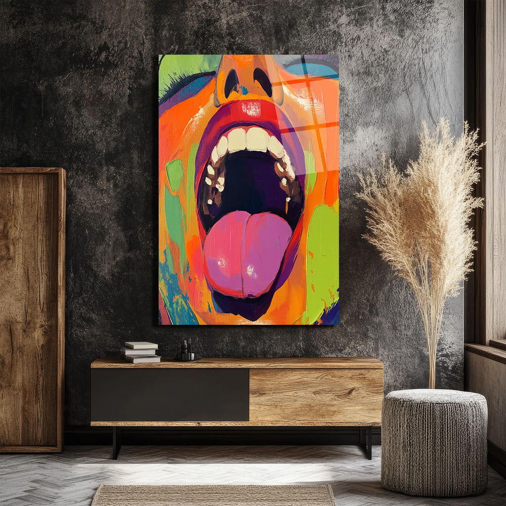 Enerjik İfade: Renkli Pop Art Cam Tablo