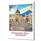 Guatemala Şehri Seyahat İllüstrasyonu Cam Tablo