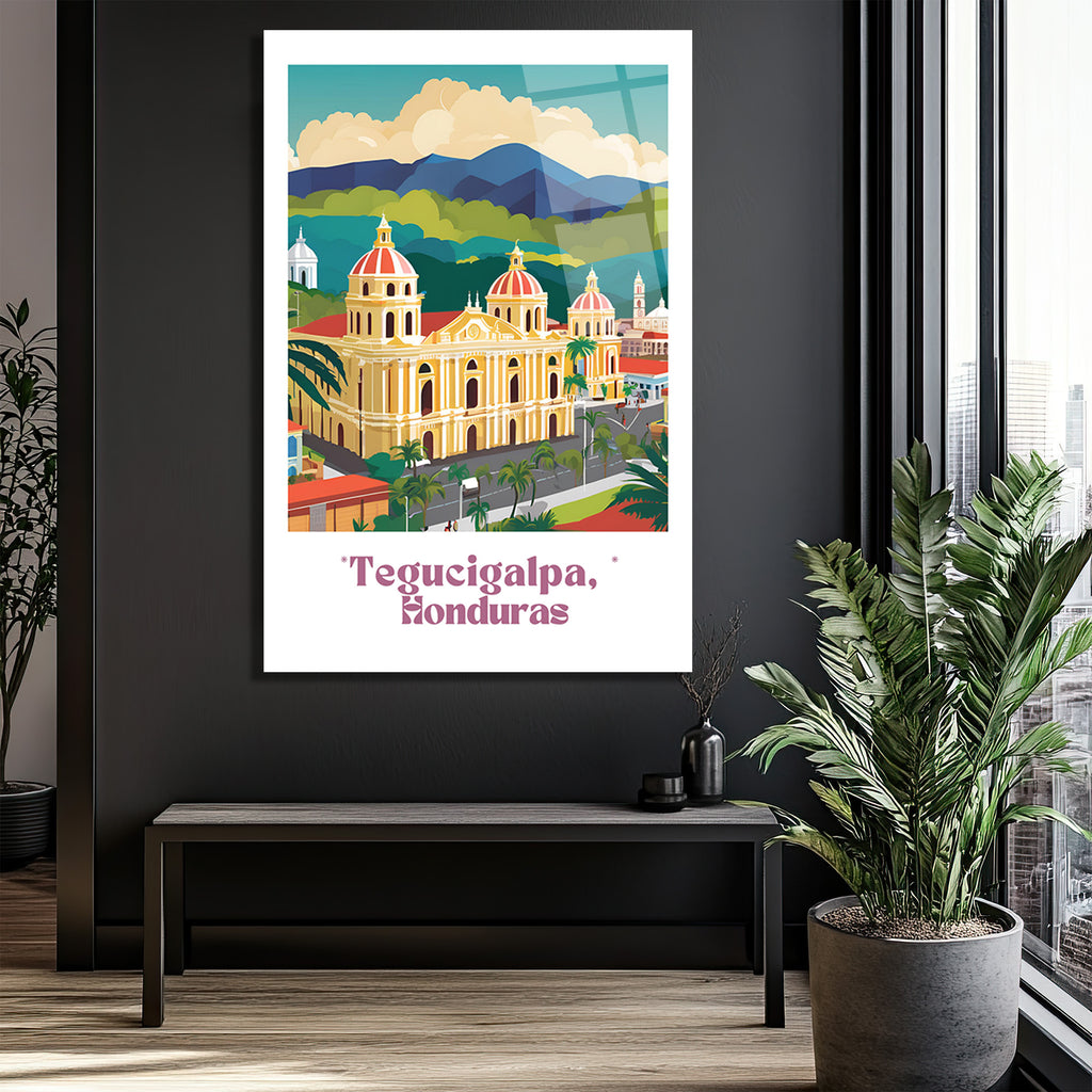 Tegucigalpa Honduras Şehir Manzarası Modern Cam Tablo