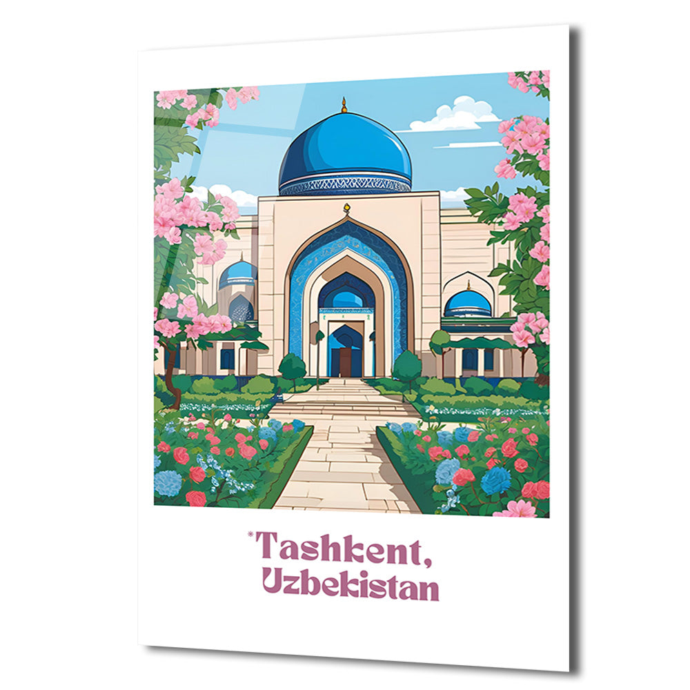 Tashkent Özbekistan Mimarisi Cam Tablo | Doğu Estetiği Duvar Sanatı