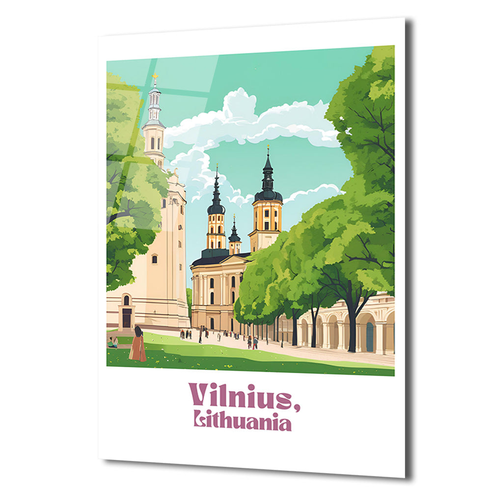Vilnius Litvanya Şehir Manzarası Modern Cam Tablo