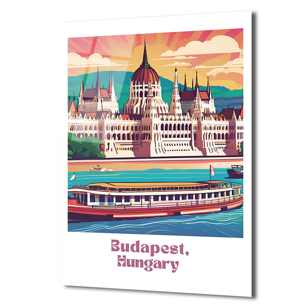Budapeşte Parlamento Binası Manzaralı Modern Cam Tablo