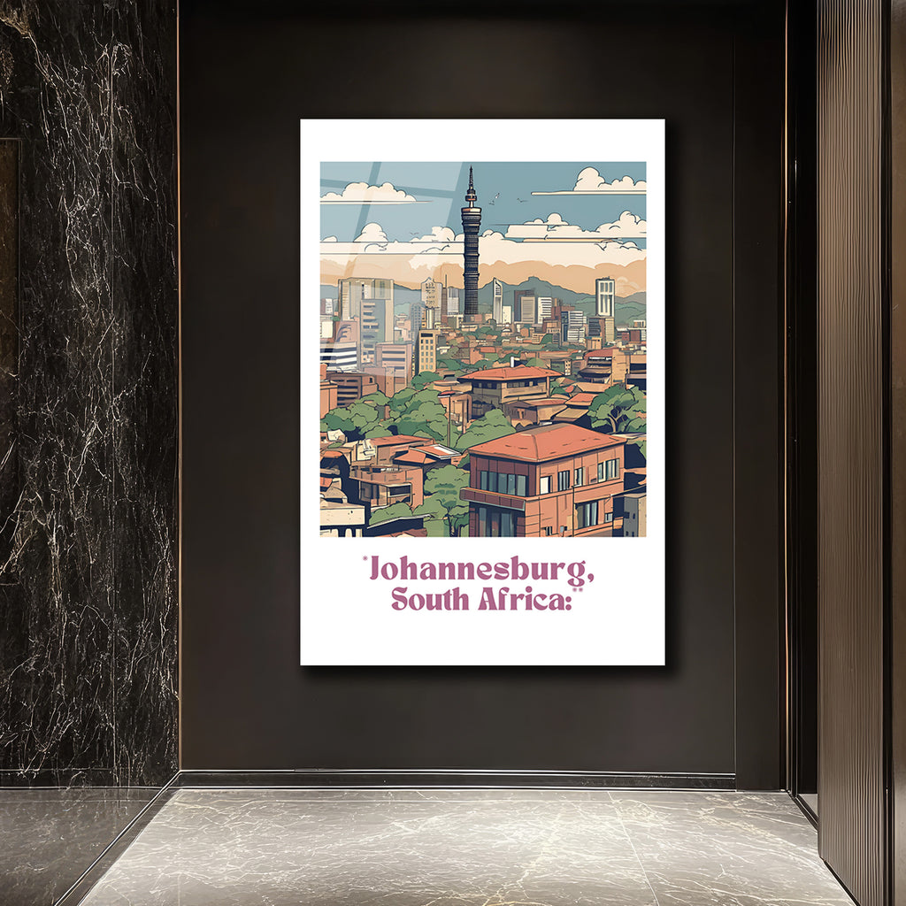 Johannesburg Şehir Manzarası Modern Cam Tablo