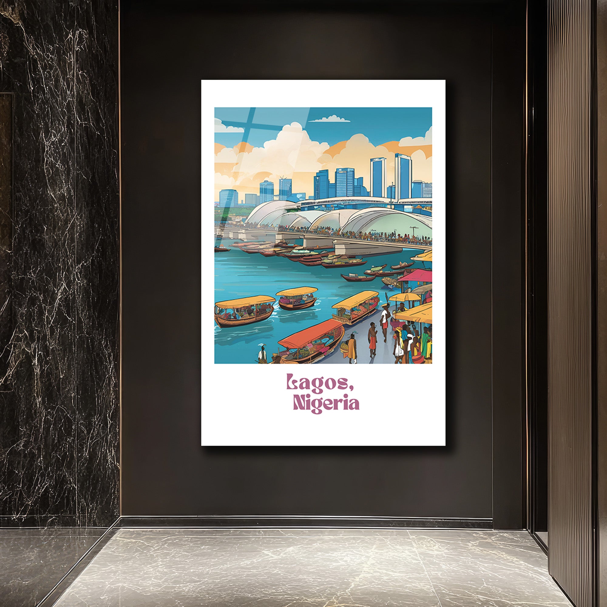 Lagos, Nijerya Şehir Manzarası Cam Tablo - Canlı Afrika Ruhu