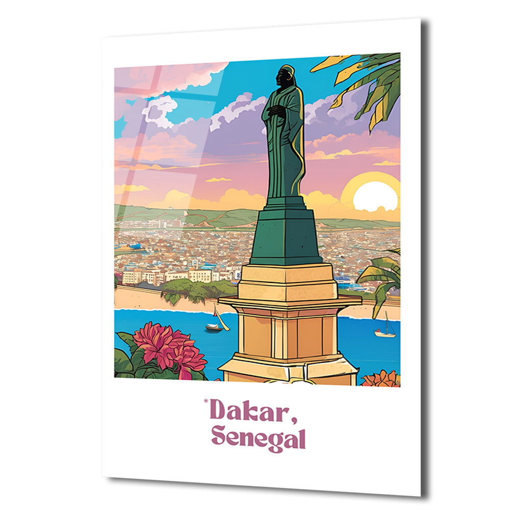 Dakar Senegal Sunset Manzarası Cam Tablo - Tropik Şehir Sanatı