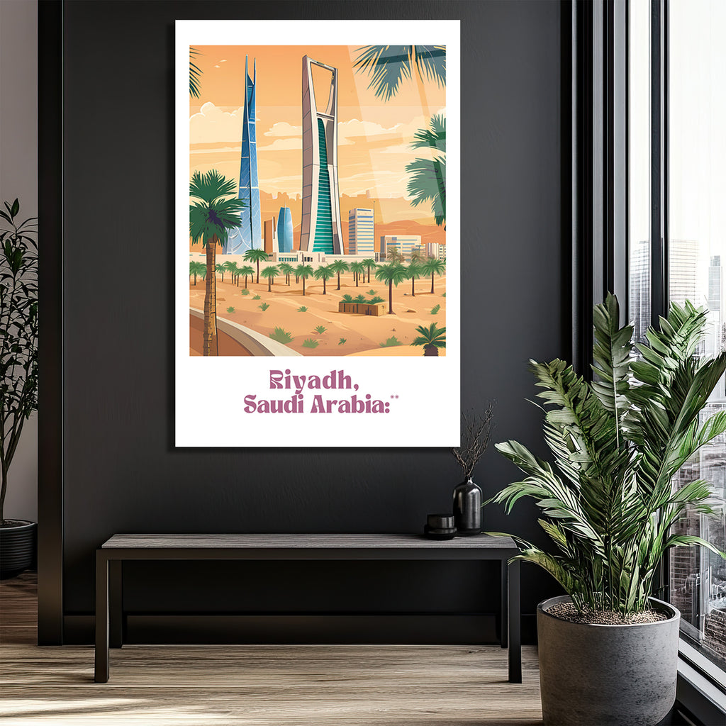 Riyadh, Suudi Arabistan Temalı Modern Cam Tablo