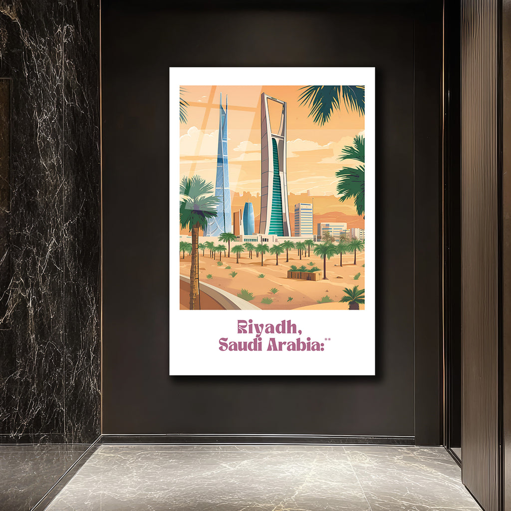 Riyadh, Suudi Arabistan Temalı Modern Cam Tablo