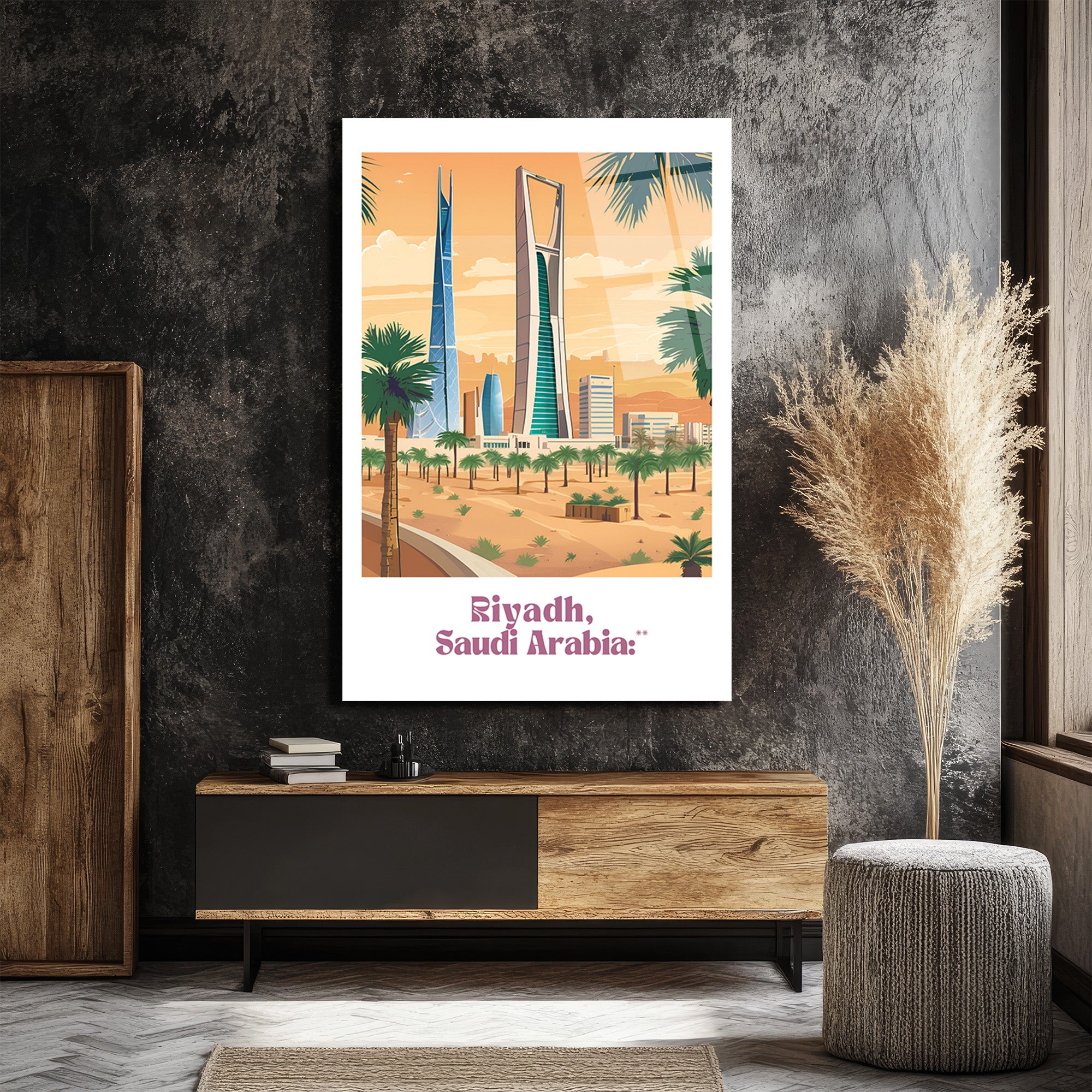 Riyadh, Suudi Arabistan Temalı Modern Cam Tablo