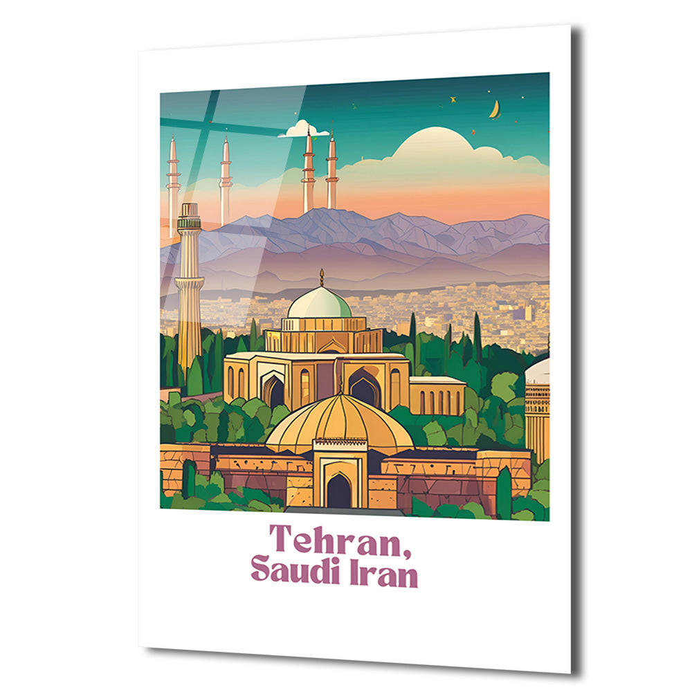 Tehran Şehir Manzarası Modern Cam Tablo