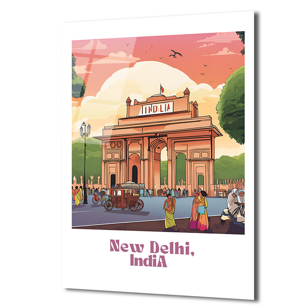 Yeni Delhi Hindistan Manzarası Cam Tablo - Glazella Özel Koleksiyon