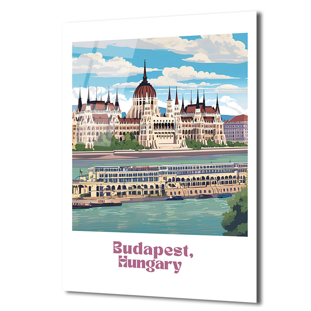 Budapeşte Tuna Nehri Manzarası Cam Tablo