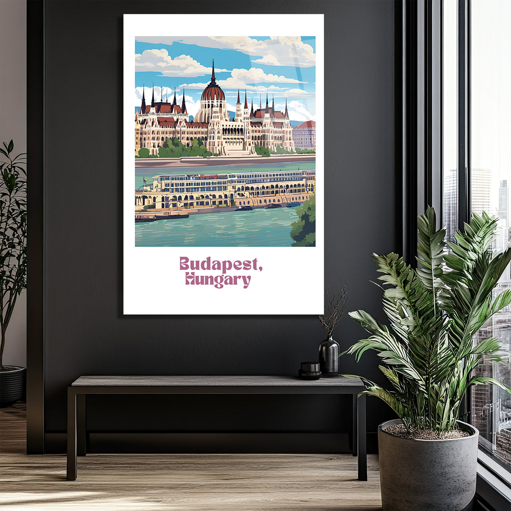 Budapeşte Tuna Nehri Manzarası Cam Tablo