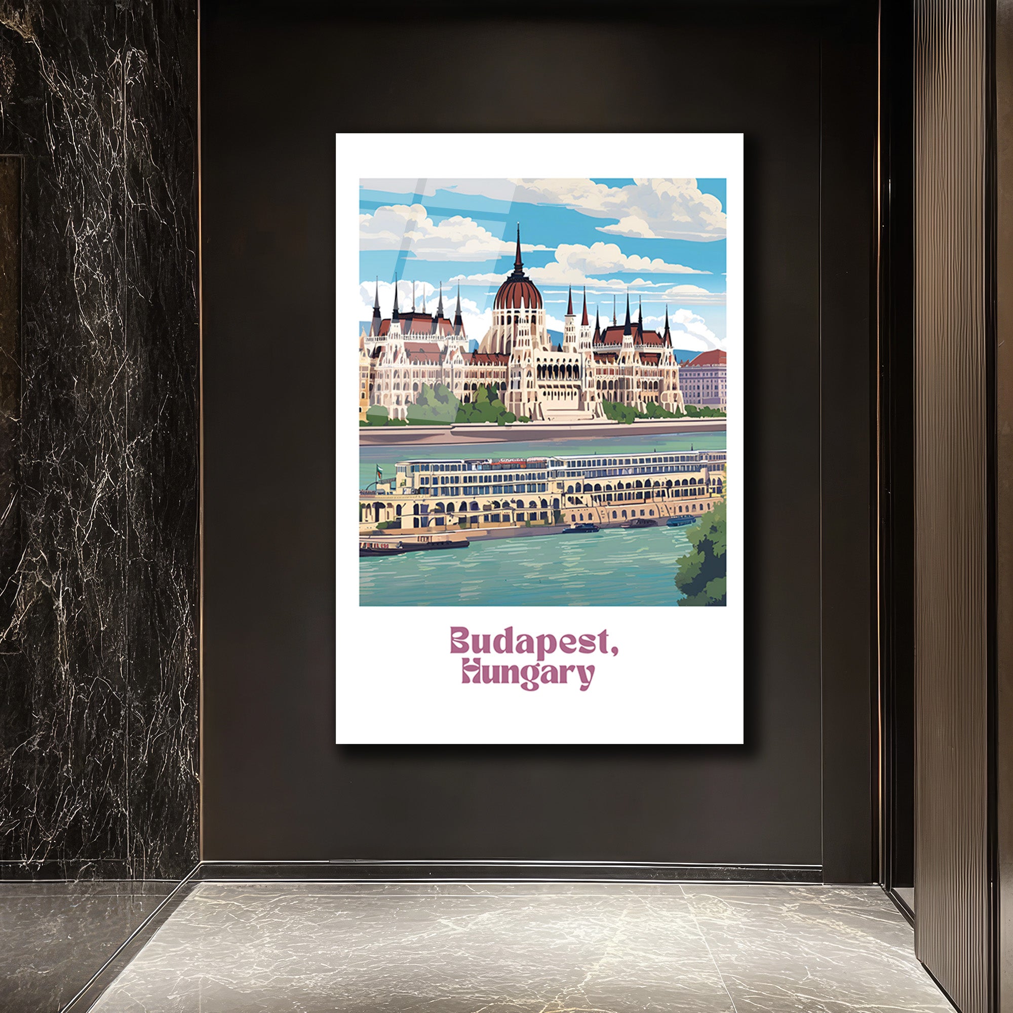 Budapeşte Tuna Nehri Manzarası Cam Tablo