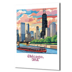Gökdelenlerin Dansı: Chicago Şehir Manzarası Cam Tablo