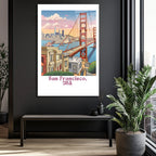 San Francisco Golden Gate Köprüsü Temalı Modern Cam Tablo