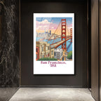 San Francisco Golden Gate Köprüsü Temalı Modern Cam Tablo