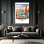 San Francisco Golden Gate Köprüsü Temalı Modern Cam Tablo