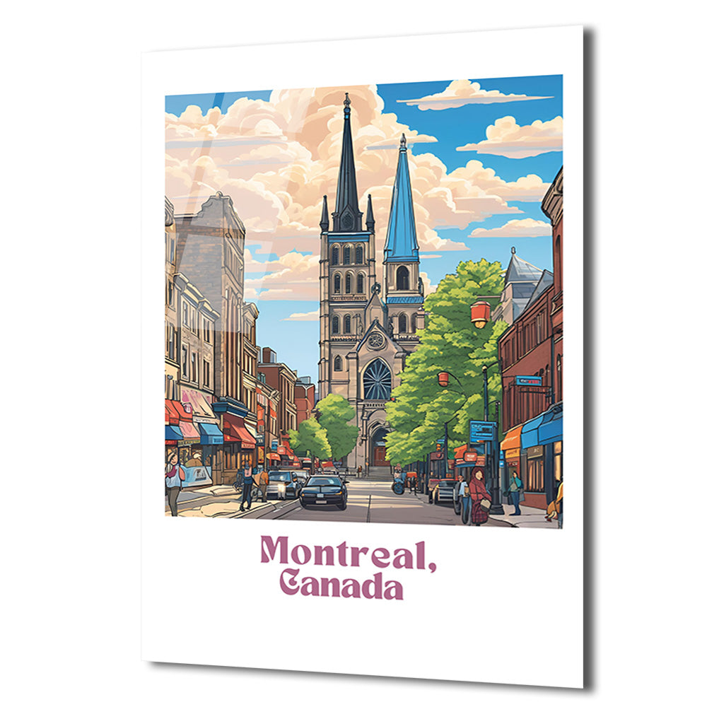 Montreal'in Büyüsü: Canlı Şehir Manzarası Cam Tablo