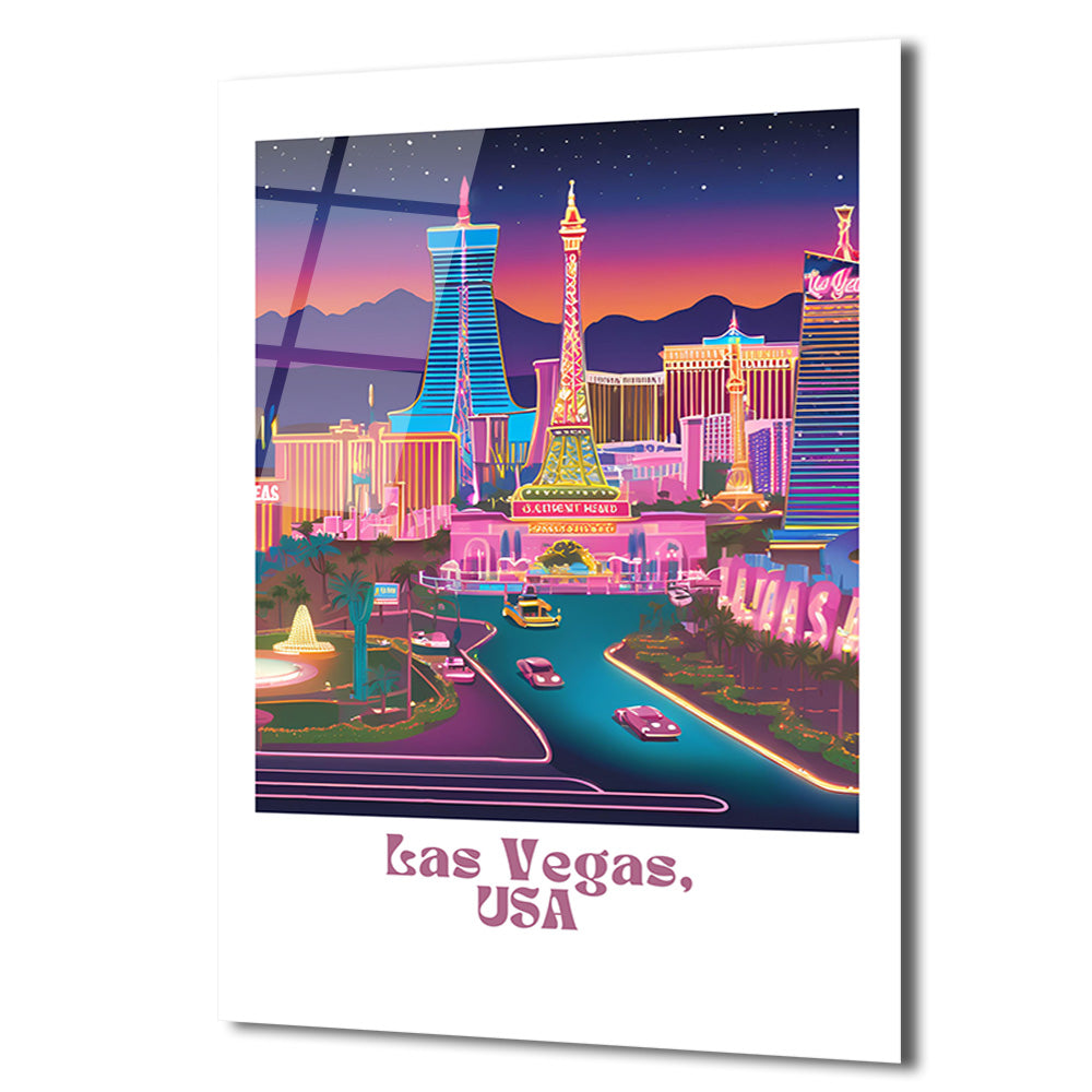 Las Vegas'ın Büyüsü Cam Tablo | Şehir Manzarası Duvar Sanatı