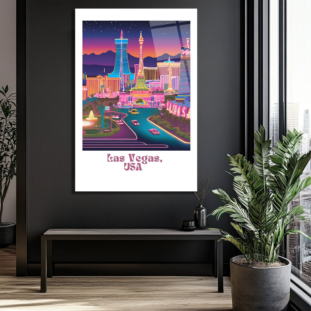 Las Vegas'ın Büyüsü Cam Tablo | Şehir Manzarası Duvar Sanatı