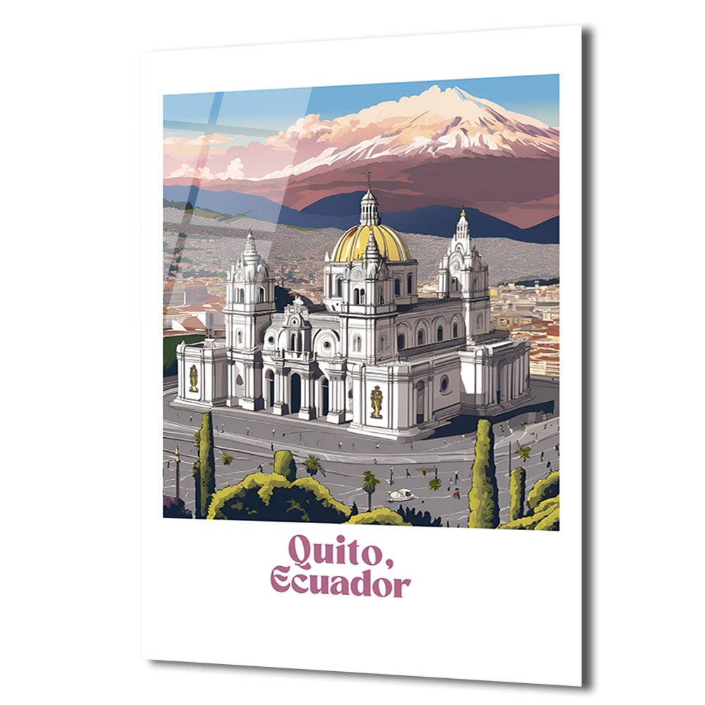 Quito, Ekvador Manzarası Cam Tablo - Şehrin Büyüsü Duvarınızda
