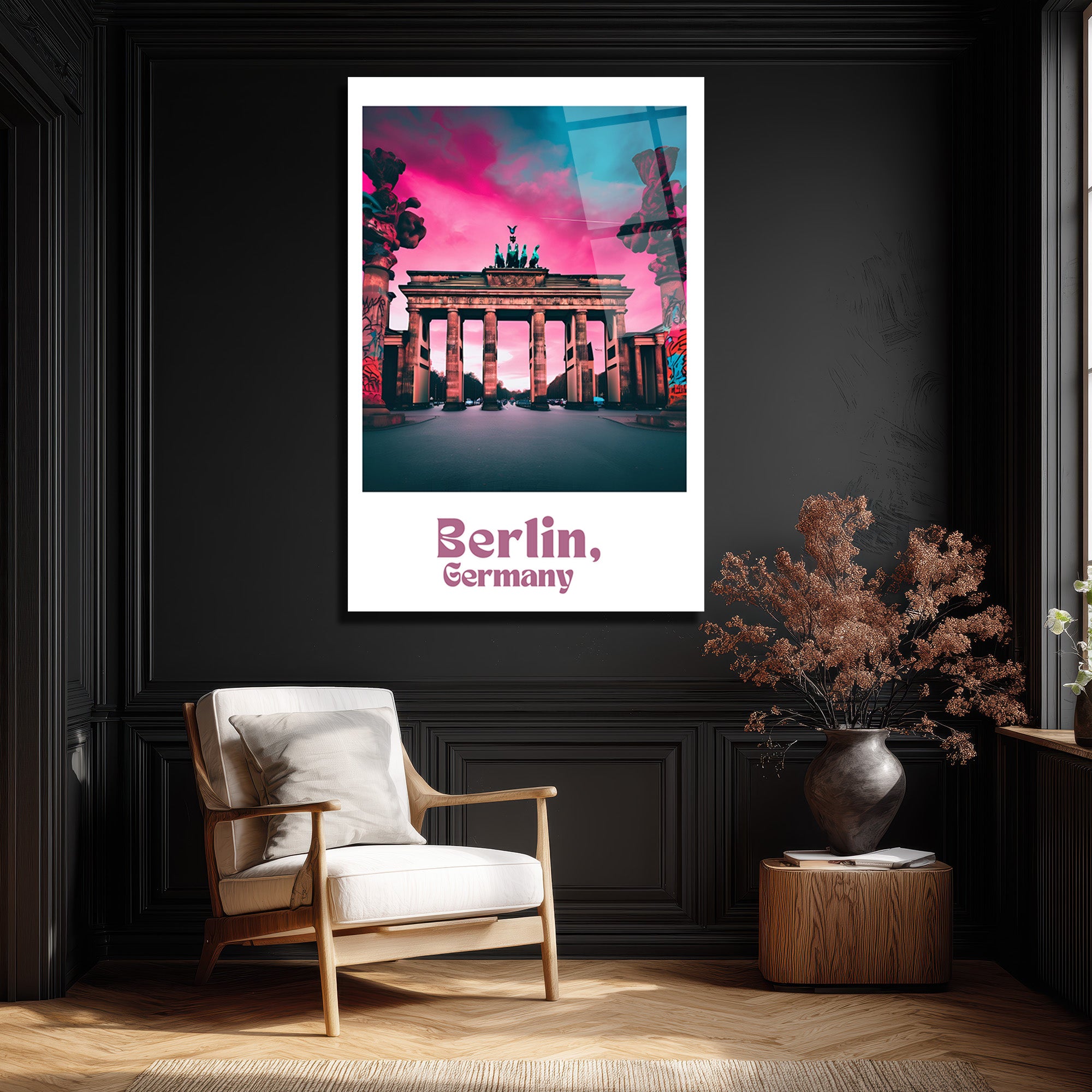 Berlin Brandenburg Kapısı Cam Tablo: Neon Şehir Rüyası