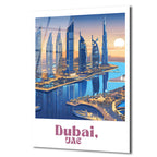 Dubai Büyüsü Şehir Manzarası Cam Tablo