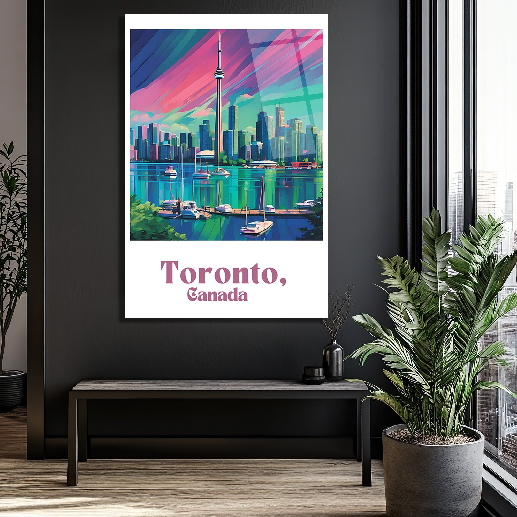Toronto Şehir Manzarası Modern Cam Tablo - Canlı Renkler