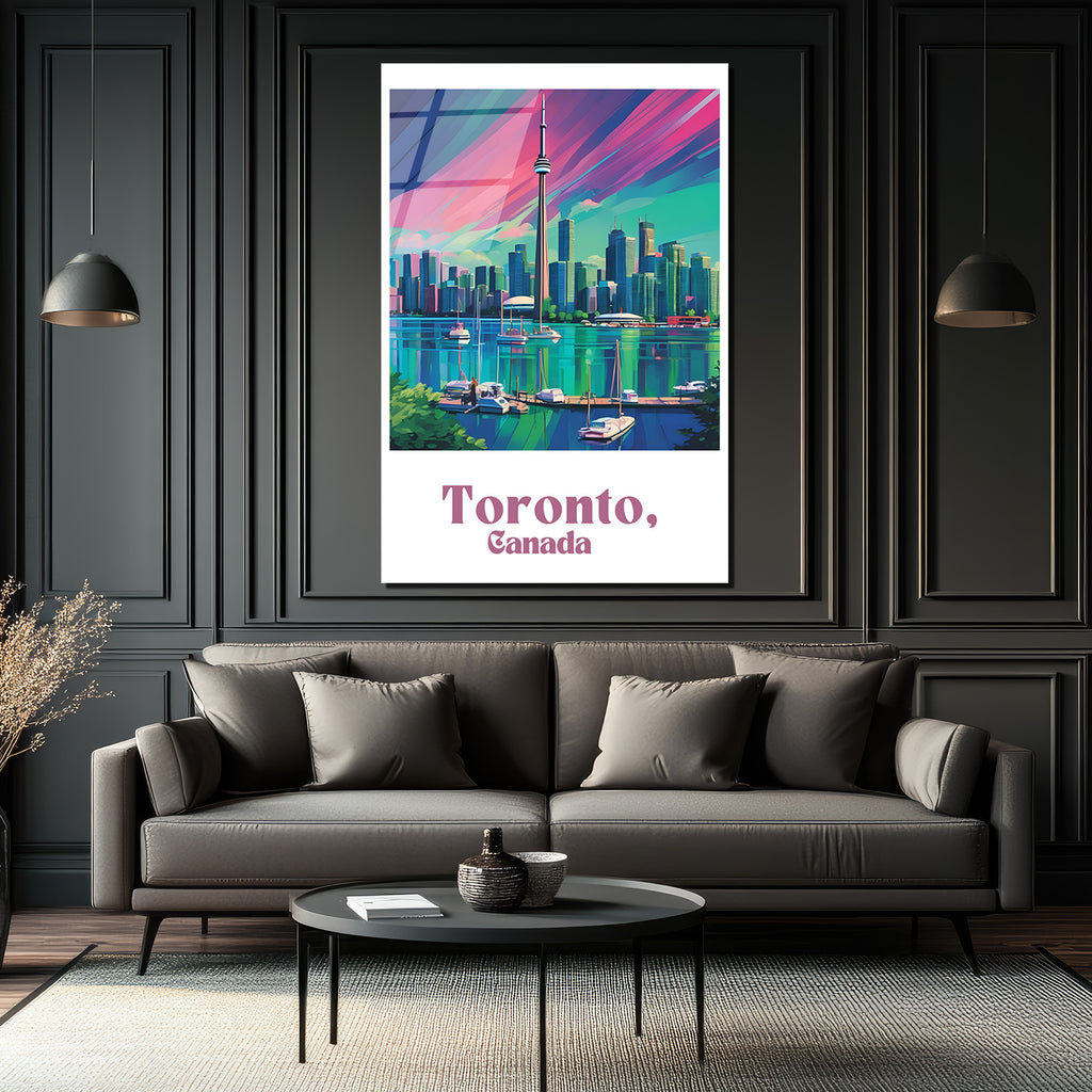 Toronto Şehir Manzarası Modern Cam Tablo - Canlı Renkler