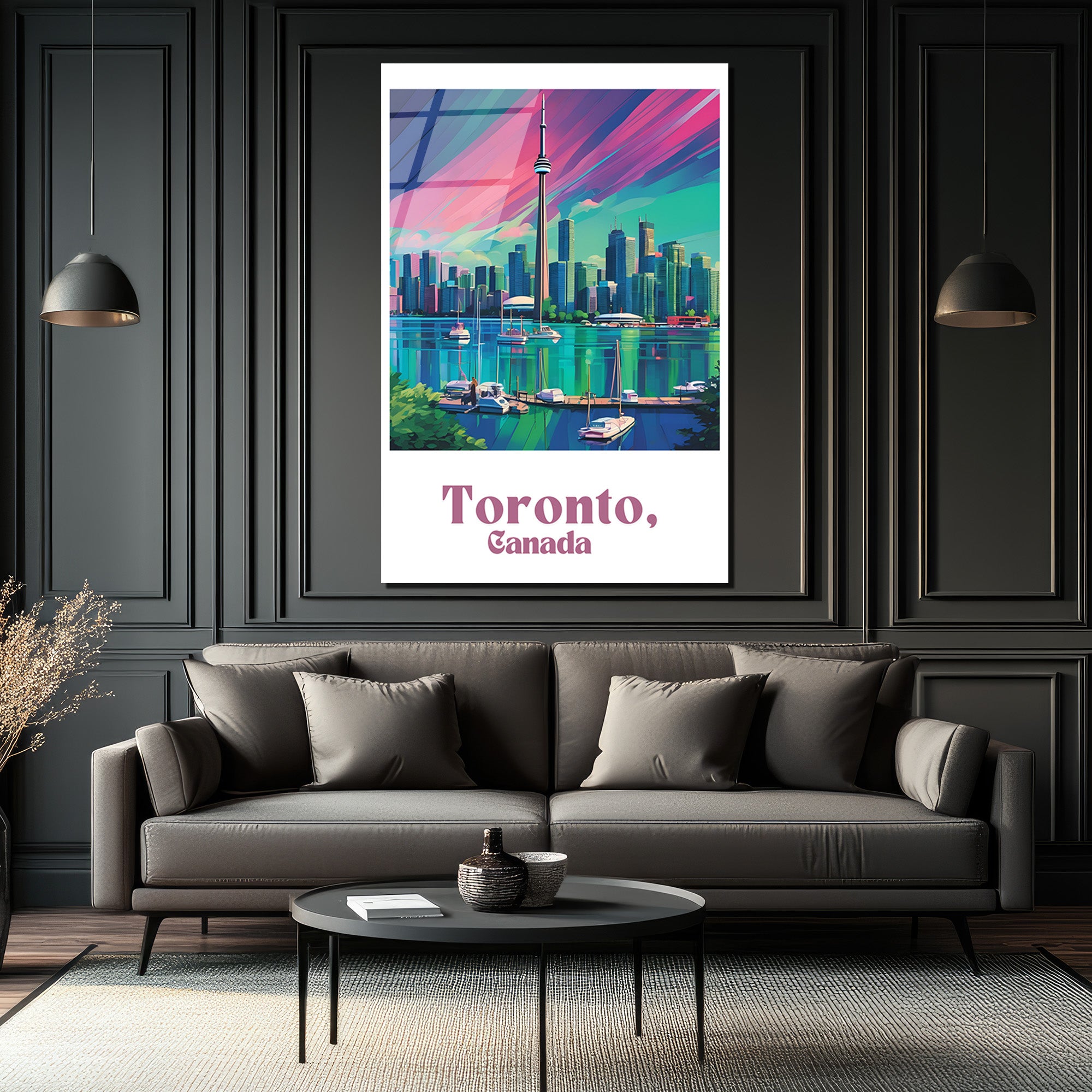 Toronto Şehir Manzarası Modern Cam Tablo - Canlı Renkler