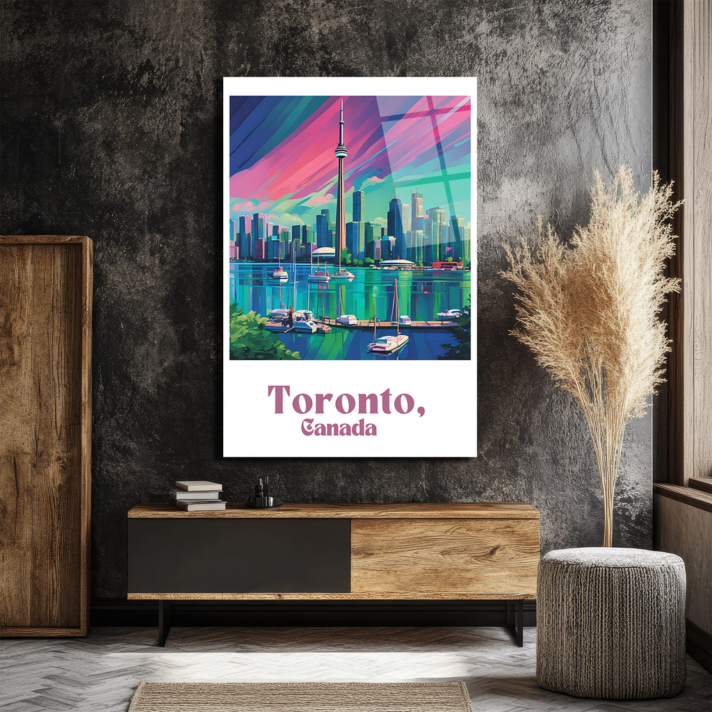 Toronto Şehir Manzarası Modern Cam Tablo - Canlı Renkler