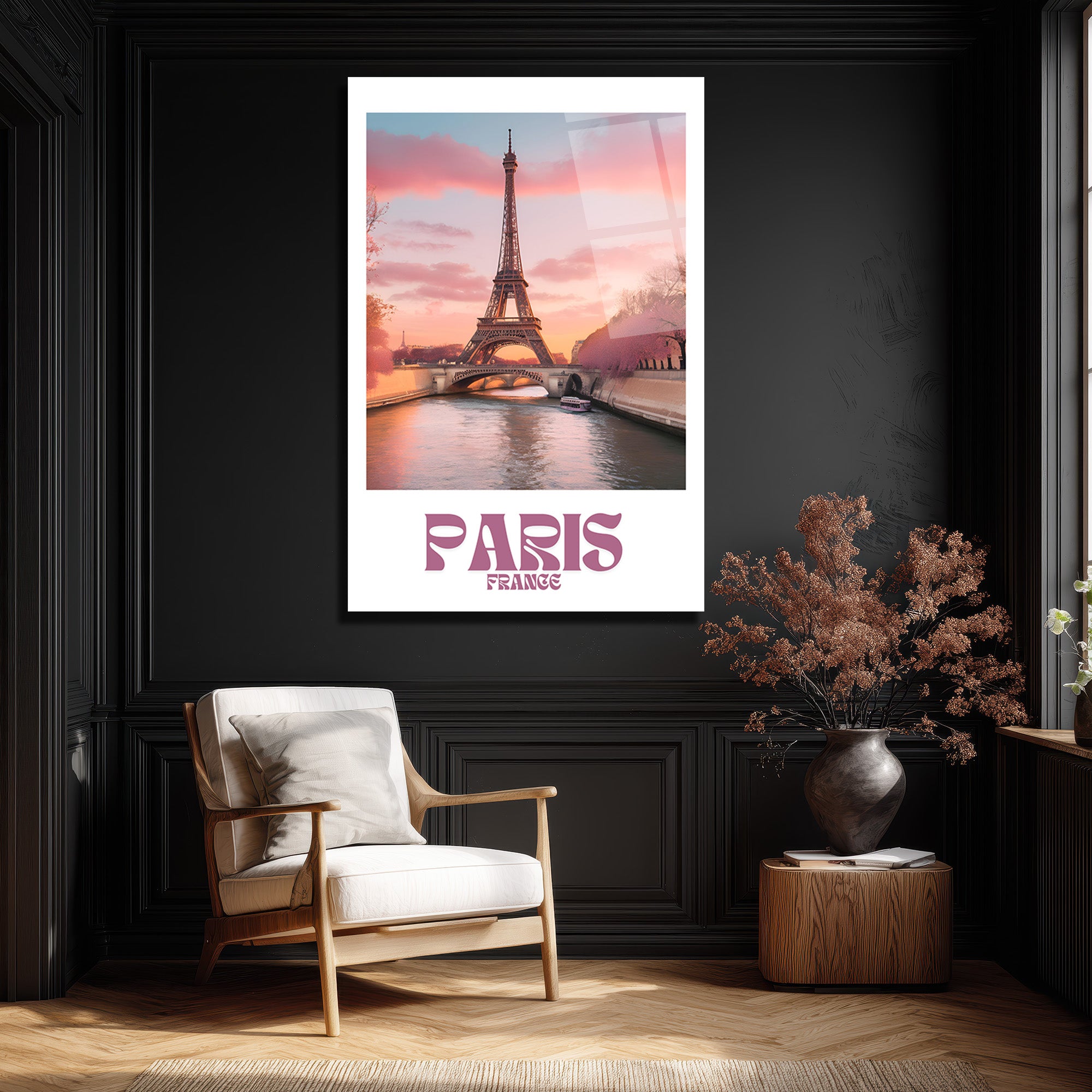 Paris Eyfel Kulesi Gün Batımı Manzarası Cam Tablo