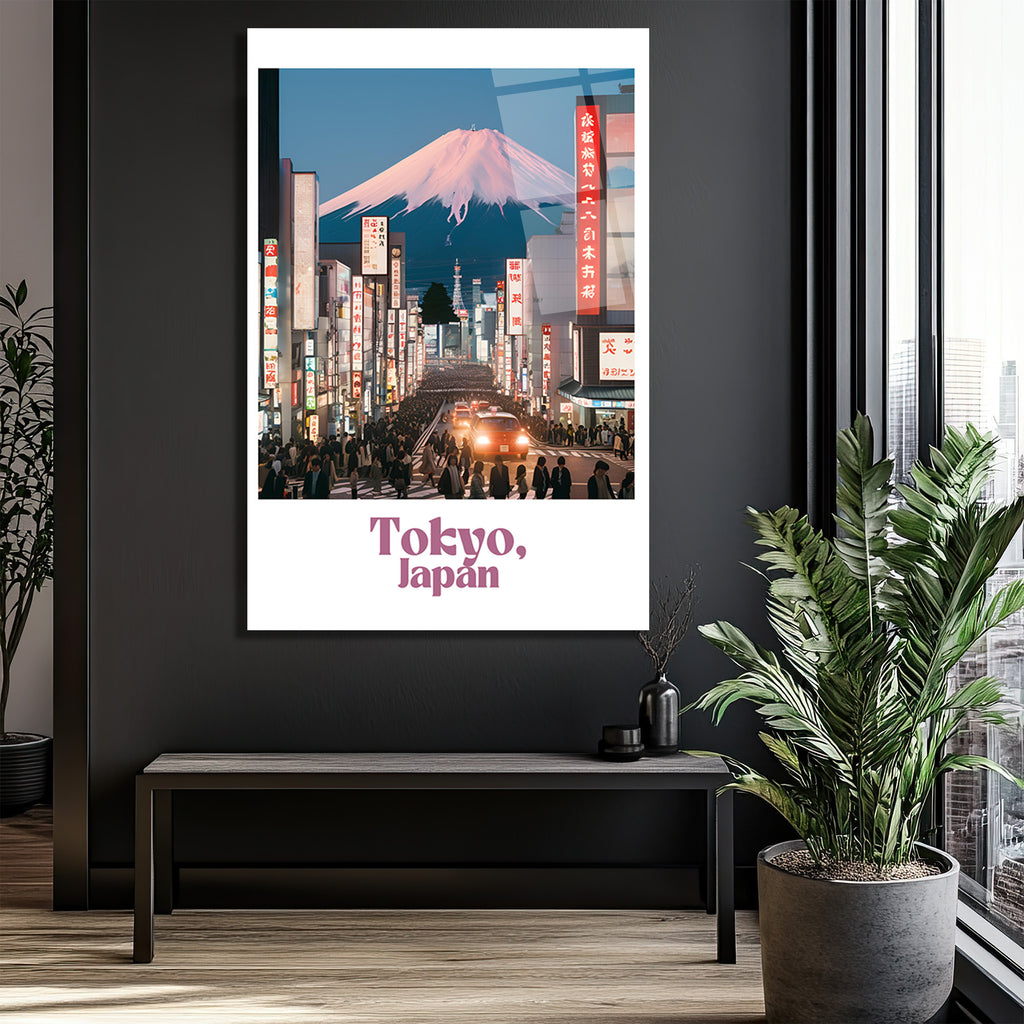 Tokyo Fuji Manzarası Cam Tablo - Japonya Şehir Sanatı