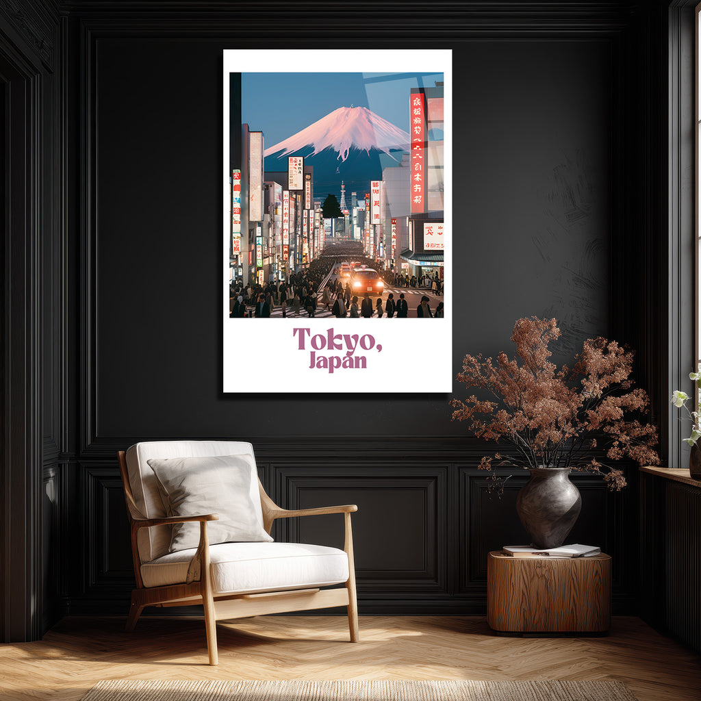 Tokyo Fuji Manzarası Cam Tablo - Japonya Şehir Sanatı