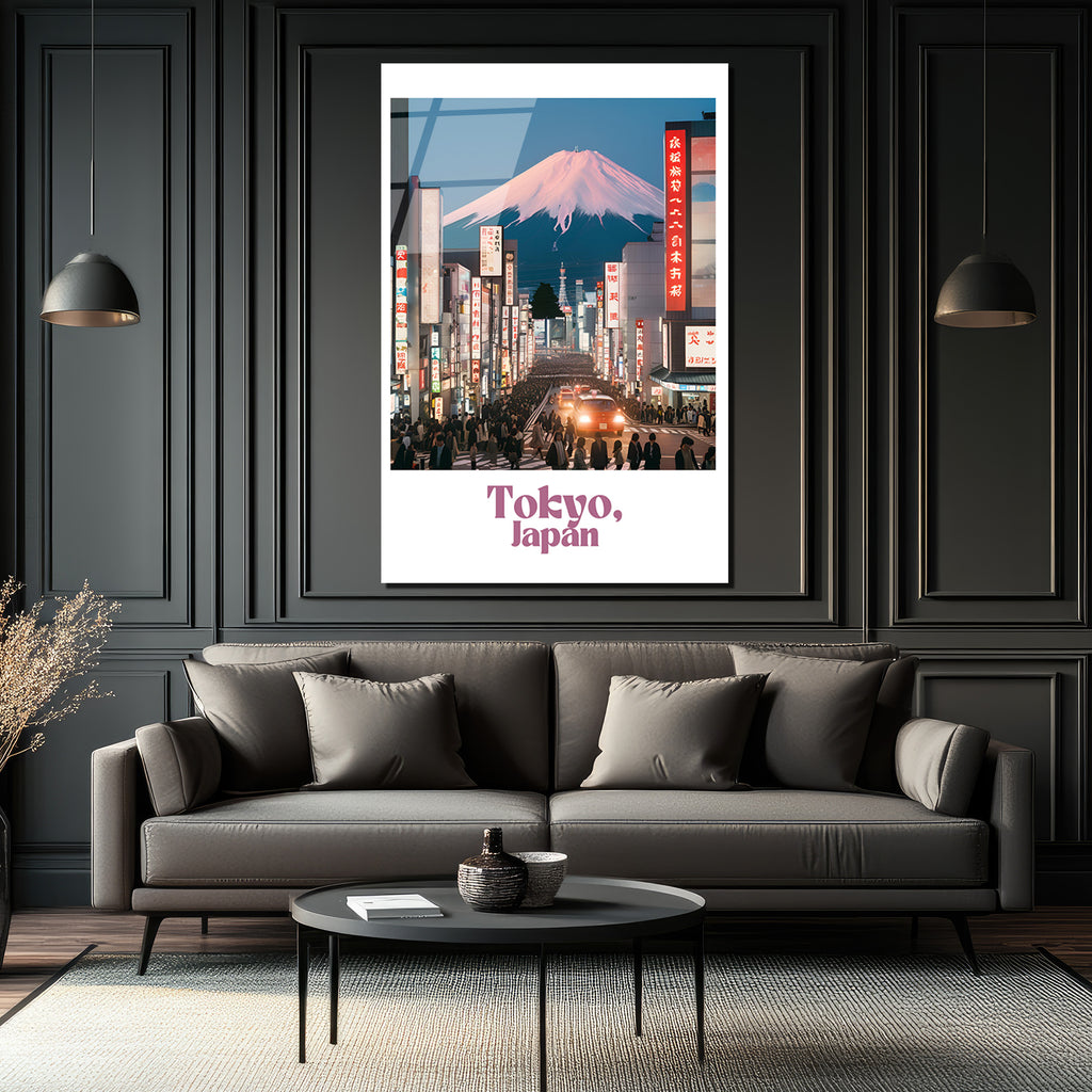 Tokyo Fuji Manzarası Cam Tablo - Japonya Şehir Sanatı