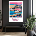 Sydney Opera Binası ve Köprüsü Pop Art Cam Tablo